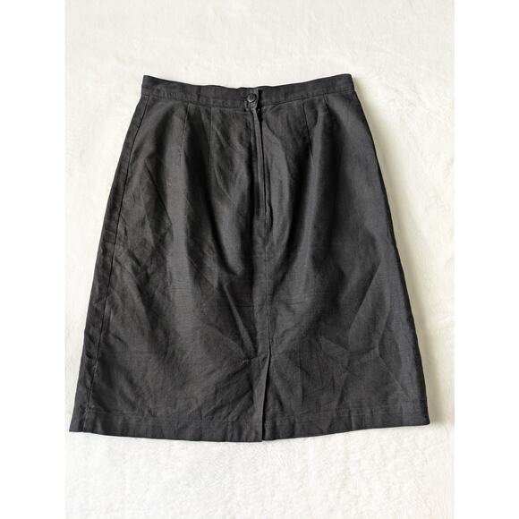 JRT Skirt Womens‎ 10 Black Linen Cotton Lined Skirt Vintage Classic Officecore - Picture 6 of 7